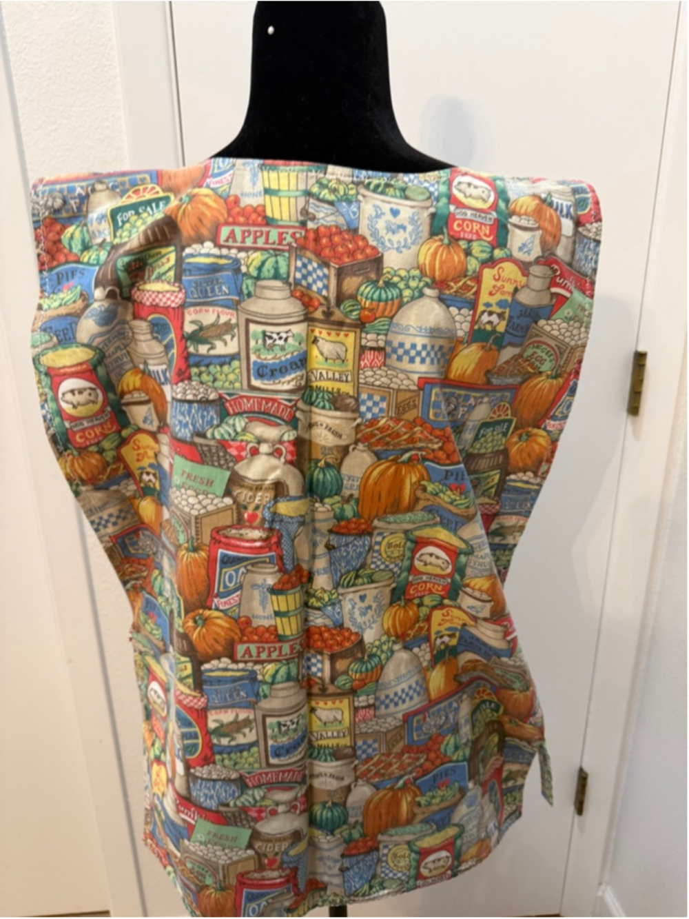 Handmade Country Kitchen Apron Farmhouse Harvest Print Cobbler Style New - Picture 3 of 5